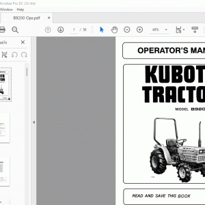 Kubota B9200HST Tractor Operator's Manual - PDF DOWNLOAD
