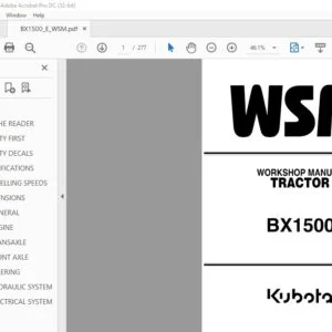 Kubota BX1500 Tractor Workshop Manual - PDF DOWNLOAD