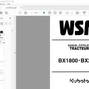 Kubota BX1800-BX2200 Tracteur Manuel D'Atelier - PDF DOWNLOAD (French)