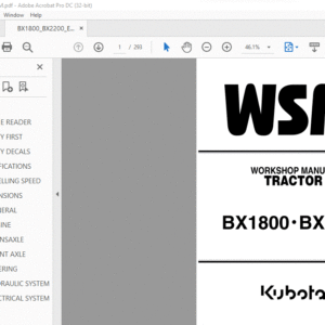 Kubota BX1800-BX2200 Tractor Workshop Manual - PDF DOWNLOAD