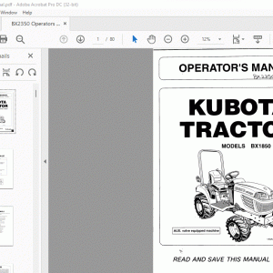 Kubota BX1850 BX2350 Tractor Operator's Manual - PDF DOWNLOAD