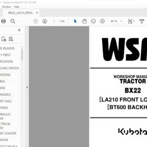 Kubota BX22 [LA210 FRONT LOADER] [BT600 BACKHOE] Tractor Workshop Manual - PDF DOWNLOAD