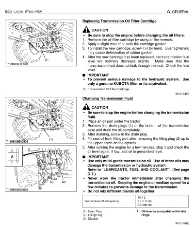 Kubota BX22 [LA210 FRONT LOADER] [BT600 BACKHOE] Tractor Workshop ...