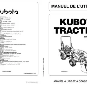 Kubota BX25D LA240 BT601 Tracteur Manual De L'Utilisateur - PDF DOWNLOAD (French)