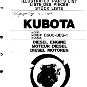 Kubota D600-BBS-1 Diesel Engine Parts List Manual - PDF DOWNLOAD