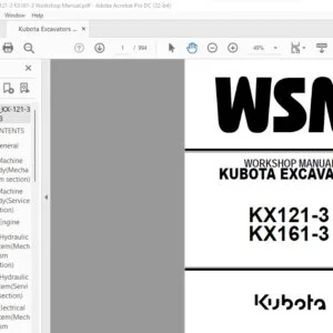 Kubota Excavators KX121-3 KX161-3 Workshop Manual - PDF DOWNLOAD