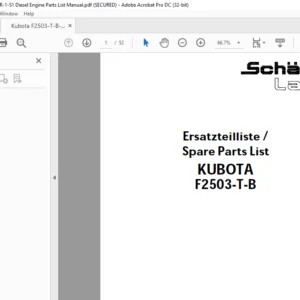 Kubota F2503-T-B-IRMER-1-S1 Diesel Engine Parts List Manual - PDF DOWNLOAD