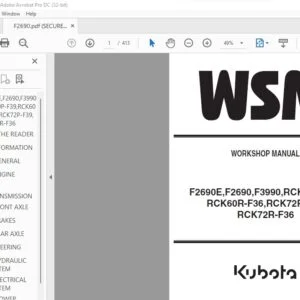 Kubota F2690E F2690 F3990 RCK60P-F39 RCK60R-F36 RCK72P-F39 RCK72R-F36 Workshop Manual - PDF DOWNLOAD
