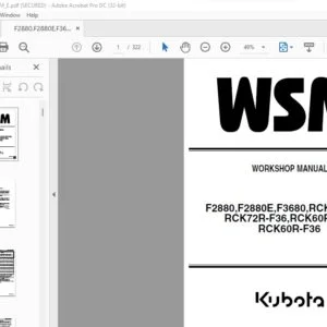 Kubota F2880 F2880E F3680 RCK72P-F36 RCK72R-F36 RCK60P-F36 RCK60R-F36 Workshop Manual