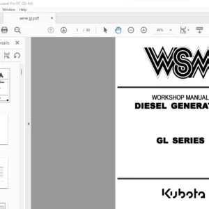Kubota GL Series Diesel Generator Workshop Manual - PDF DOWNLOAD
