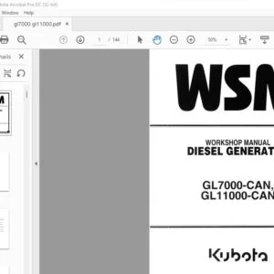 Kubota GL7000-CAN GL 11000-CAN Diesel Generator Workshop Manual - PDF DOWNLOAD