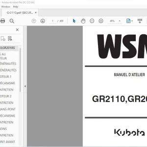 Kubota GR2110 GR2010G Manuel D'Atelier - PDF DOWNLOAD (French)