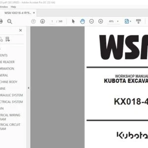 Kubota KX018-4 Excavator Workshop Manual - PDF DOWNLOAD
