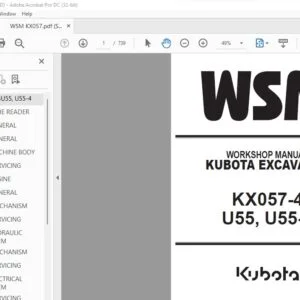 Kubota KX057-4 U55 U55-4 Excavator Workshop Manual - PDF DOWNLOAD