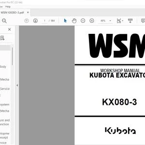 Kubota KX080-3 Excavator Workshop Manual - PDF DOWNLOAD