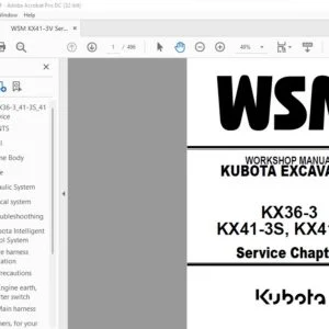 Kubota KX36-3 KX41-3S KX41-3V Excavator Workshop Manual - PDF DOWNLOAD