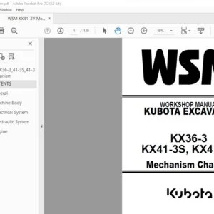 Kubota KX36-3 KX41-3S KX41-3V Excavator Workshop Manual - PDF DOWNLOAD