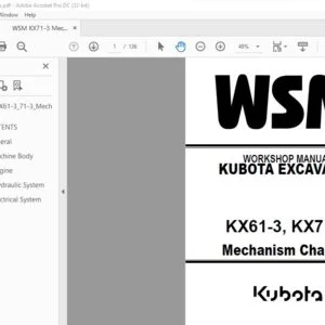 Kubota KX61-3 KX71-3 Excavator Workshop Manual - PDF DOWNLOAD