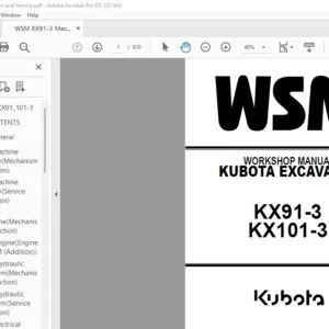 Kubota KX91-3 KX101-3 Excavator Workshop Manual - PDF DOWNLOAD