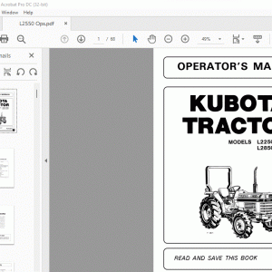 Kubota L2250·L2550 L2850·L3250 Tractor Operator's Manual - PDF DOWNLOAD