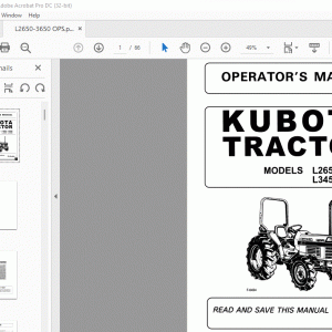 Kubota L2650 • L2950 L3450 • L3650 Tractor Operator's Manual - PDF DOWNLOAD