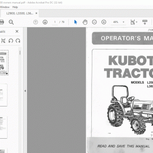 Kubota L2900•L3300 L3600•L4200 Tractor Operator's Manual - PDF DOWNLOAD