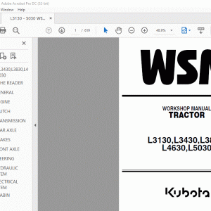 Kubota L3130 L3430 L3830 L4630 L5030 Tractor Workshop Manual - PDF DOWNLOAD