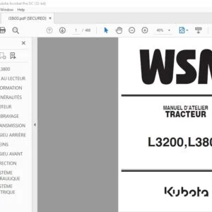 Kubota L3200 L3800 TRACTEUR  MANUEL D’ATELIER TRACTEUR - PDF DOWNLOAD (French)