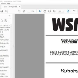 Kubota L3240-3 L3540-3 L3940-3 L4240-3 L4740-3 L5040-3 L5240-3 L5740-3 Tracteur Manuel D'Atelier - PDF DOWNLOAD