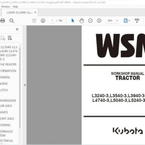Kubota L3240-3 L3540-3 L3940-3 L4240-3 L4740-3 L5040-3 L5240-3 L5740-3 Tractor Workshop Manual - PDF DOWNLOAD