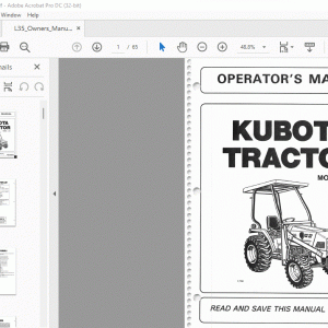 Kubota L35 Tractor Operator's Manual - PDF DOWNLOAD