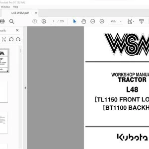 Kubota L48 [TL 1150 FRONT LOADER] [BT1100 BACKHOE] Tractor Workshop Manual - PDF DOWNLOAD