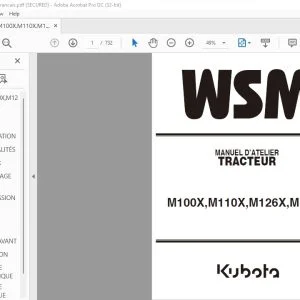 Kubota M100X M110X M126X M135X Tracteur Manuel D'Atelier - PDF DOWNLOAD (French)