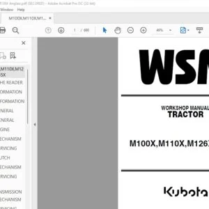 Kubota M100X M110X M126X M135X Tractor Workshop Manual - PDF DOWNLOAD