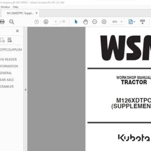 Kubota M126XDTPC (Supplement) Tractor Workshop Manual - PDF DOWNLOAD