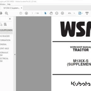 Kubota M135X-S (Supplement) Tractor Workshop Manual - PDF DOWNLOAD