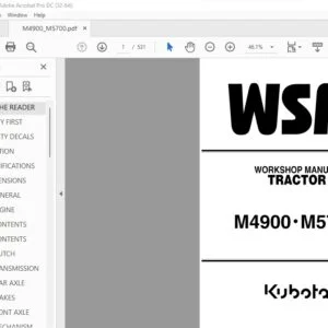 Kubota M4900 • M5700 Tractor Workshop Manual - PDF DOWNLOAD