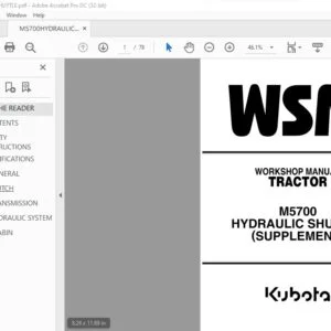 Kubota M5700 HYDRAULIC SHUTTLE (Supplement) Tractor Workshop Manual - PDF DOWNLOAD