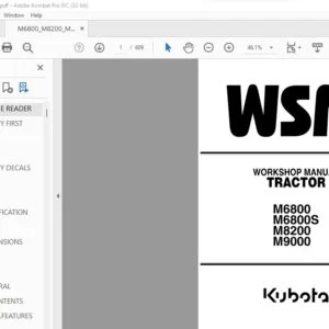 Kubota M6800 M6800S M8200 M9000 Tractor Workshop Manual - PDF DOWNLOAD