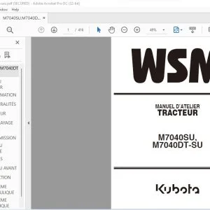 Kubota M7040SU M7040DT-SU Tracteur Manuel D'Atelier - PDF DOWNLOAD
