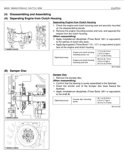 Kubota M8200 • M9000 HYDRAULIC SHUTTLE (Supplement) Tractor Workshop ...