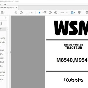 Kubota M8540 M9540 Tracteur Manuel D'Atelier - PDF DOWNLOAD (French)