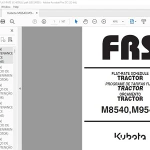 Kubota M8540 M9540 Tractor  Flat-Rate Schedule Manual - PDF DOWNLOAD