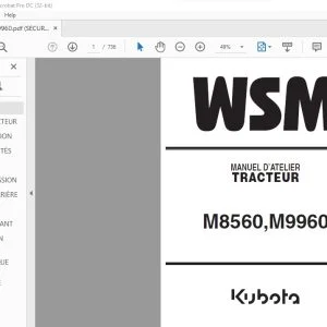 Kubota M8560 M9960 Tracteur Manuel D'Atelier - PDF DOWNLOAD (French)