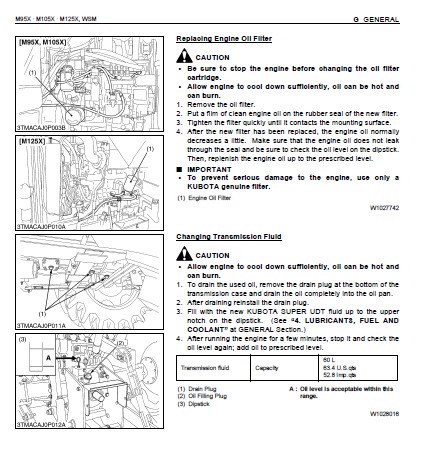 Kubota M95X M105X・M125X Tractor Workshop Manual - PDF DOWNLOAD ...