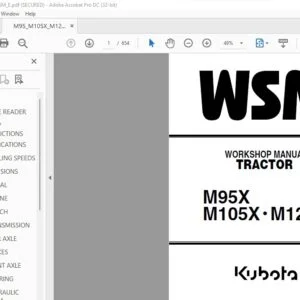 Kubota M95X M105X・M125X Tractor Workshop Manual - PDF DOWNLOAD