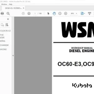 Kubota OC60-E3 OC95-E3 Diesel Engine Workshop Service Manual - PDF DOWNLOAD