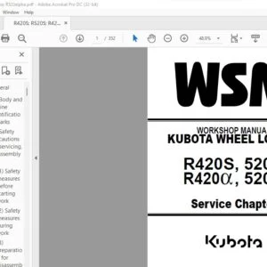 Kubota R420S, 520S, R420α, 520α Wheel Loader Workshop Manual - PDF DOWNLOAD