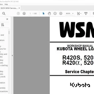 Kubota R420S 520S R420α 520α Wheel Loader Workshop Manual - PDF DOWNLOAD