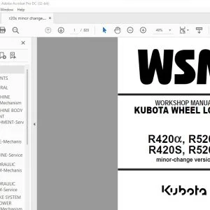 Kubota R420α R520α R420S R520S Wheel Loader Workshop Manual - PDF DOWNLOAD